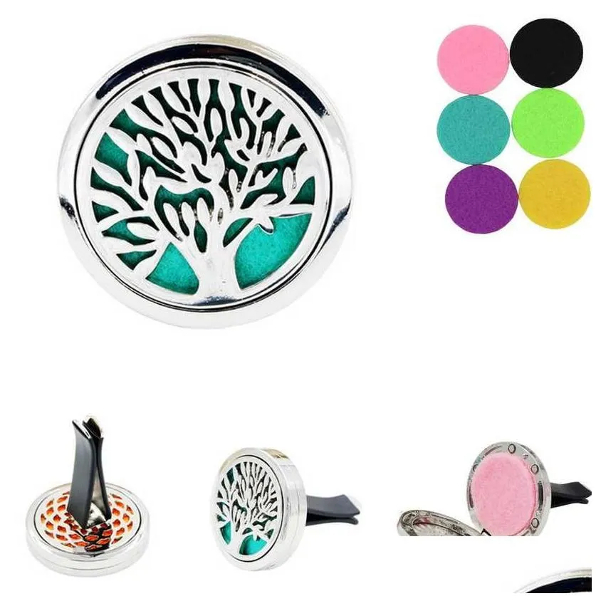 Air Freshener Car Per Clip Home Essential Oil Diffuser For Locket Stainless Steel Air Freshener Conditioning Vent 30Mm With Drop Deliv Dhebm