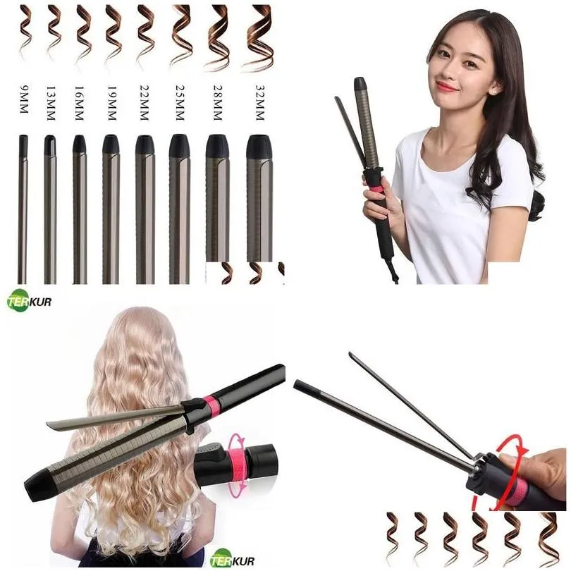 curling irons professional hair curler rotating iron wand with tourmaline ceramic anti scalding insated tip waver maker styling tool