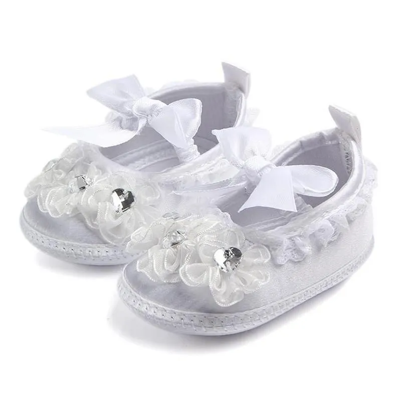 First Walkers Born Baby Boys Girls Christening Baptism Zapatillas Lace Shoes Church Soft Sole Silk Drop Delivery Dhp9G