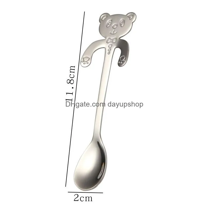 Spoons Update Bear Handle Spoon Stainless Steel Hanging Coffee Mixing Spoons Home Kitchen Dining Flatware Drop Delivery Home Garden Ki Dhyfw