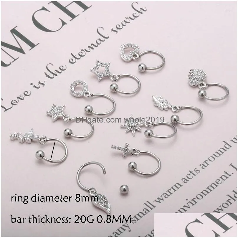 Stud Earrings 1Pc Small Cartilage C Shape Dangle Stainless Steel Zirconia Anti-Allergic Elegant Jewelry Drop Delivery Dh5Hg