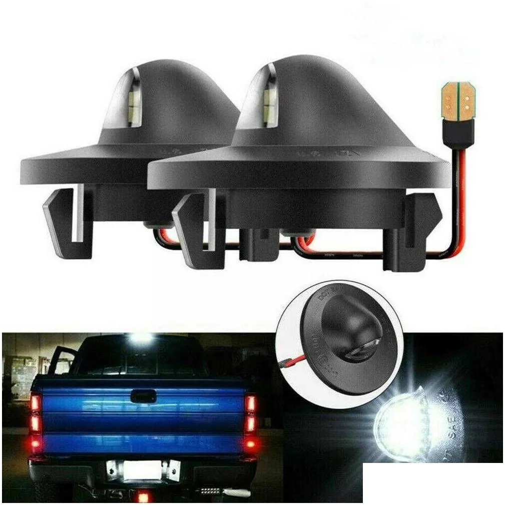 Decorative Lights New License Plate Light 2Pcs Led Tag Lamp Assembly For Ford F150 F250 F350 12V 6000K P3T7 Drop Delivery Automobiles Dhi6D