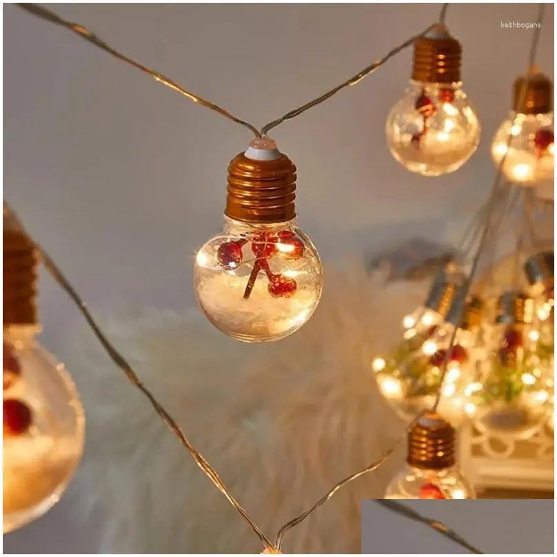 Led Strings Strings Christmas Light String Red Cone Pine Needle Bb Tree Decoration Led Lamp Indoor Festival Lighting Drop Delivery Lig Dhejz