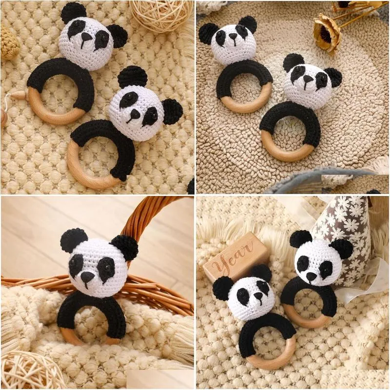 Mobiles# Mobiles Baby Panda Cloghet Rattle Teether Toys Music Rattles For Kids Wooden Babies Gym Montessori Childrens Mobile Crib Gift Dhl0U