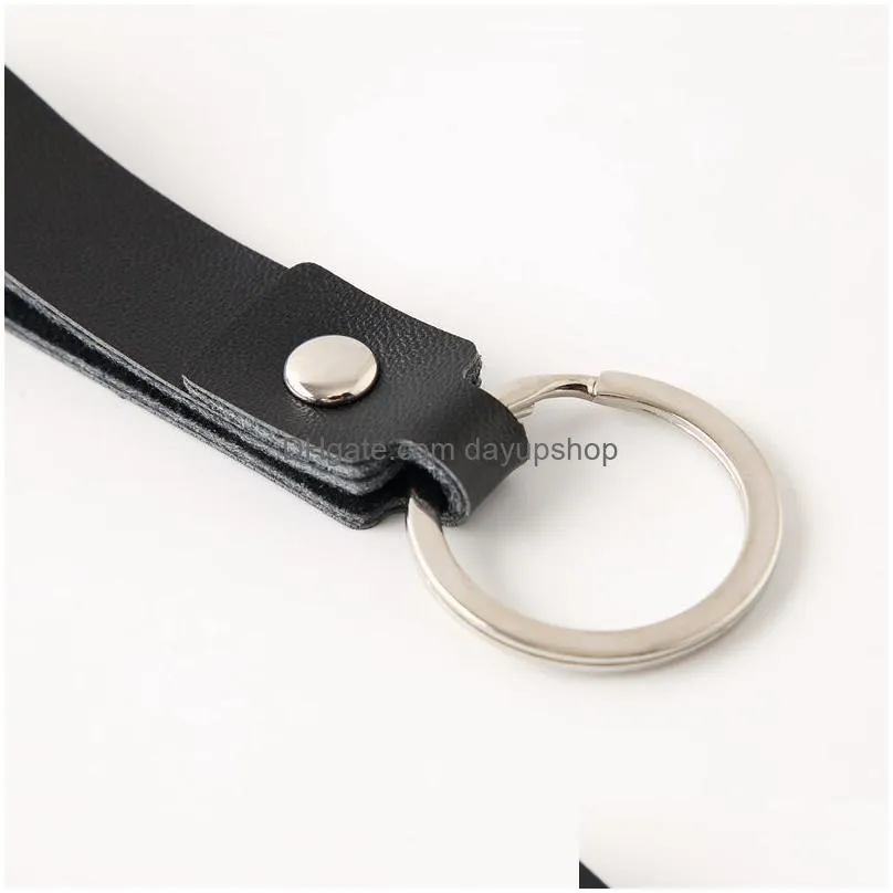 Key Rings Update Retro Leather Key Ring Simple Car Keychain For Men Women Hangs Fashion Jewelry Drop Delivery Jewelry Dhne9