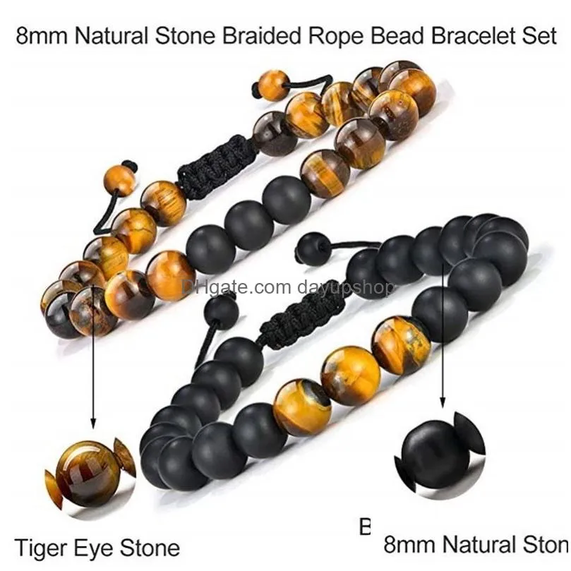 Chain Natural Stone Bracelet Yellow Tiger Eye Frosted Couple Bead Adjustable Bracelets For Men Women Jewelry Drop Delivery Jewelry Br Dhq8J