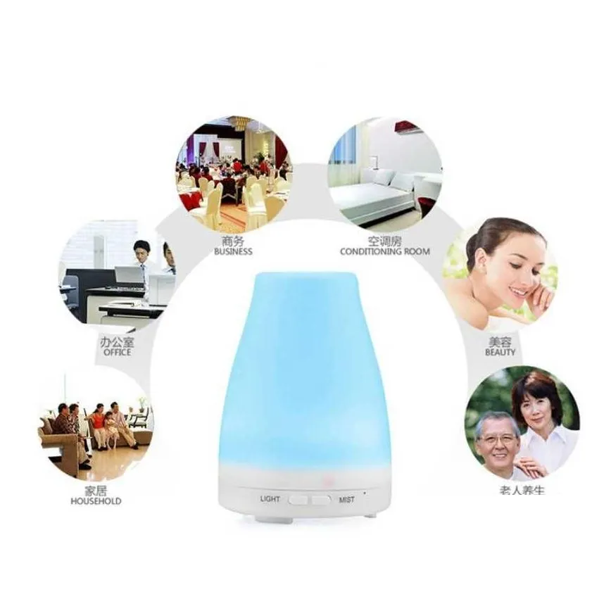 Aromatherapy Wholesale New High Quality 100Ml 7 Color Led Humidifier Diffuser For Aromatherapy Trasonic Essential Oil Ship Drop Delive Dhd3A