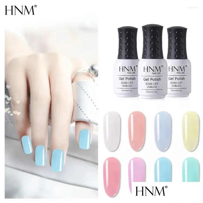 Nail Gel Hnm Color Jelly Nude Translucent Lacquer Long Lasting Enamel Paint 8Ml Varnish Art Led Lamp Diy Design Drop Delivery Dhsz2