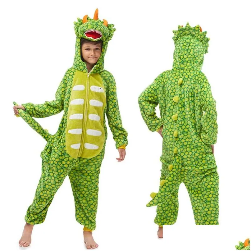 Pajamas Children Pyjamas Dinosaur Animal Kigurumi Panda Costume Cartoon Cosplay Clothes For Kids Boy Winter Warm Onesies Drop Deliver Dhlwy