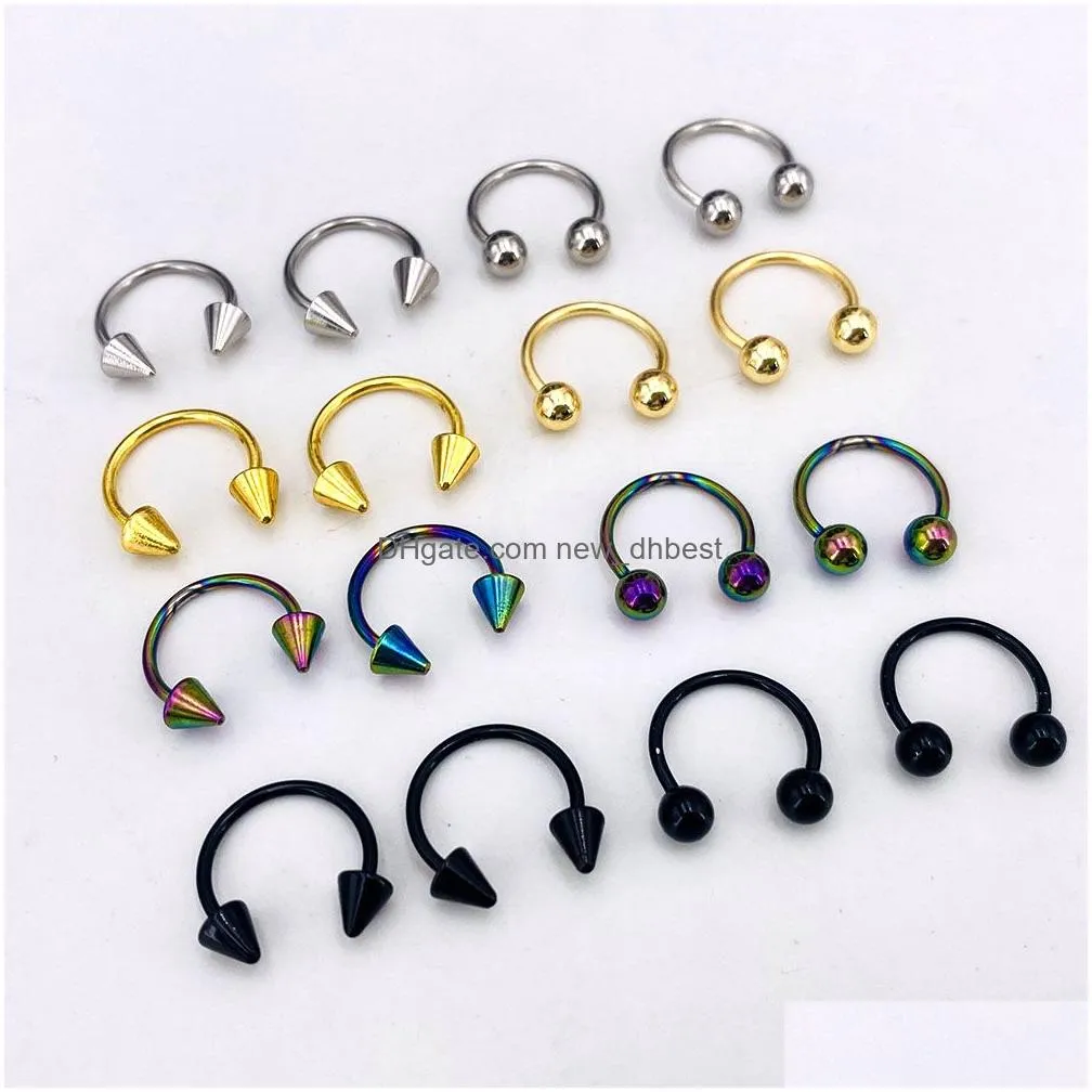 Nose Rings & Studs 1Pc 4X10Mm Nostril Piercing Horseshoe Stainless Steel Nose Studs Hoop Ring Lip Stud Cartilage Earrings Body Jewelr Dh4Yz