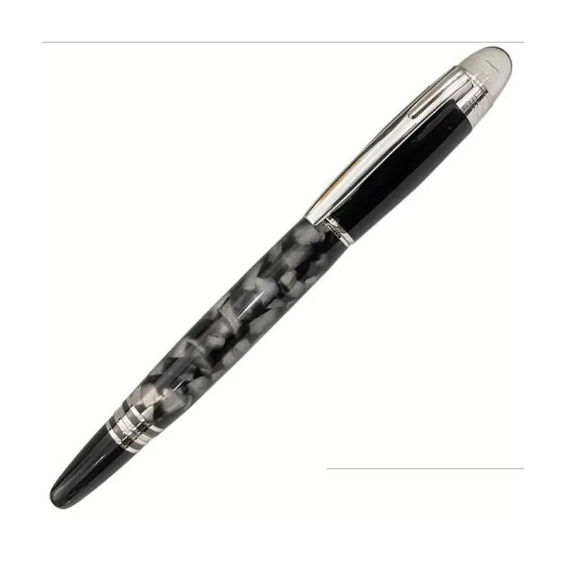 Ballpoint Pens Wholesale 5A Crystal On Top Rollerball Gel Pen Black And Sier Circle E M Roller Ball With Series Number Drop Delivery Dhtuz