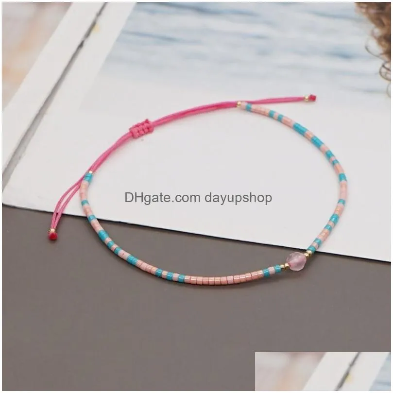 Chain Bohemian Mixed Color Rice Beads Bracelet Friendship Rope Adjustable Bracelets For Women Summer Jewelry Drop Delivery Jewelry Br Dhncy