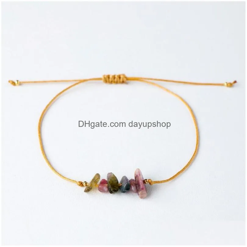 Chain Irregar Crystal Natural Chip Stone Bracelet Rope Adjustable Braided Gravel Gemstone Beaded Bracelets For Drop Delivery Jewelry Dhtra