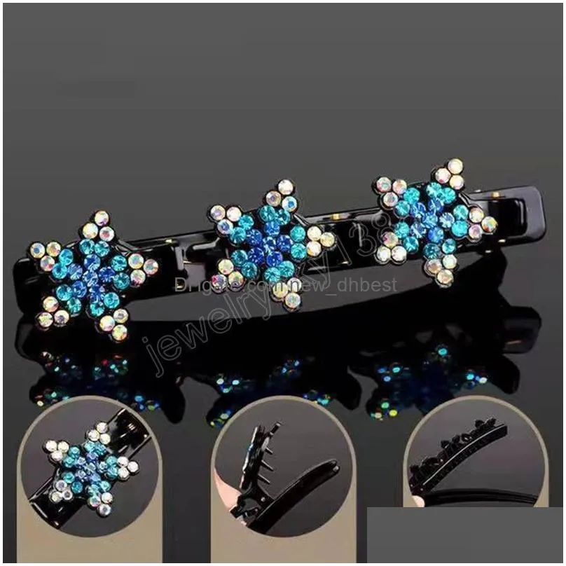 Hair Clips & Barrettes Sweet Korean Style Acrylic Crystal Flowers Hair Clips Braid Hairpins For Women Girl Clip Bangs Side Barrettes Dhsqo