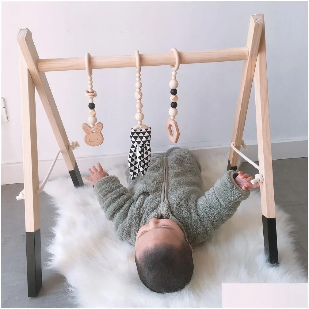 Rattles & Mobiles Rattles Mobiles Simple Wooden Born Baby Fitness Rack Kids Sensory Ring-Pl Toy Children Room Decorations Gym Wood Nor Dh0Qp
