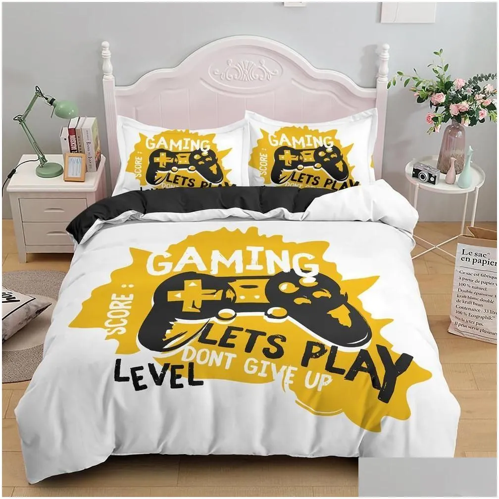 Bedding Sets Games Comforter Er Gamepad Bedding Set For Boys Kids Video Modern Gamer Console Quilt 2 Or 3 Pcs 201127 Drop Delivery Hom Dh5Ic