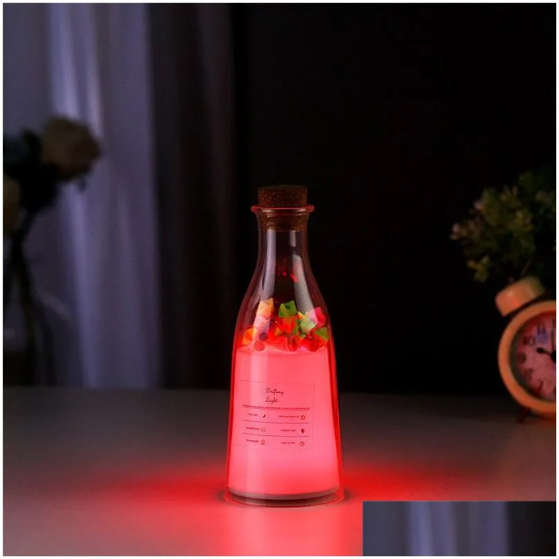 Night Lights Brelong Milk Bottle With Sleep Mes Light Drift Night Colorf Lover Gift Wishing Lamp 1 Pc Drop Delivery Lights Lighting In Dhlzf