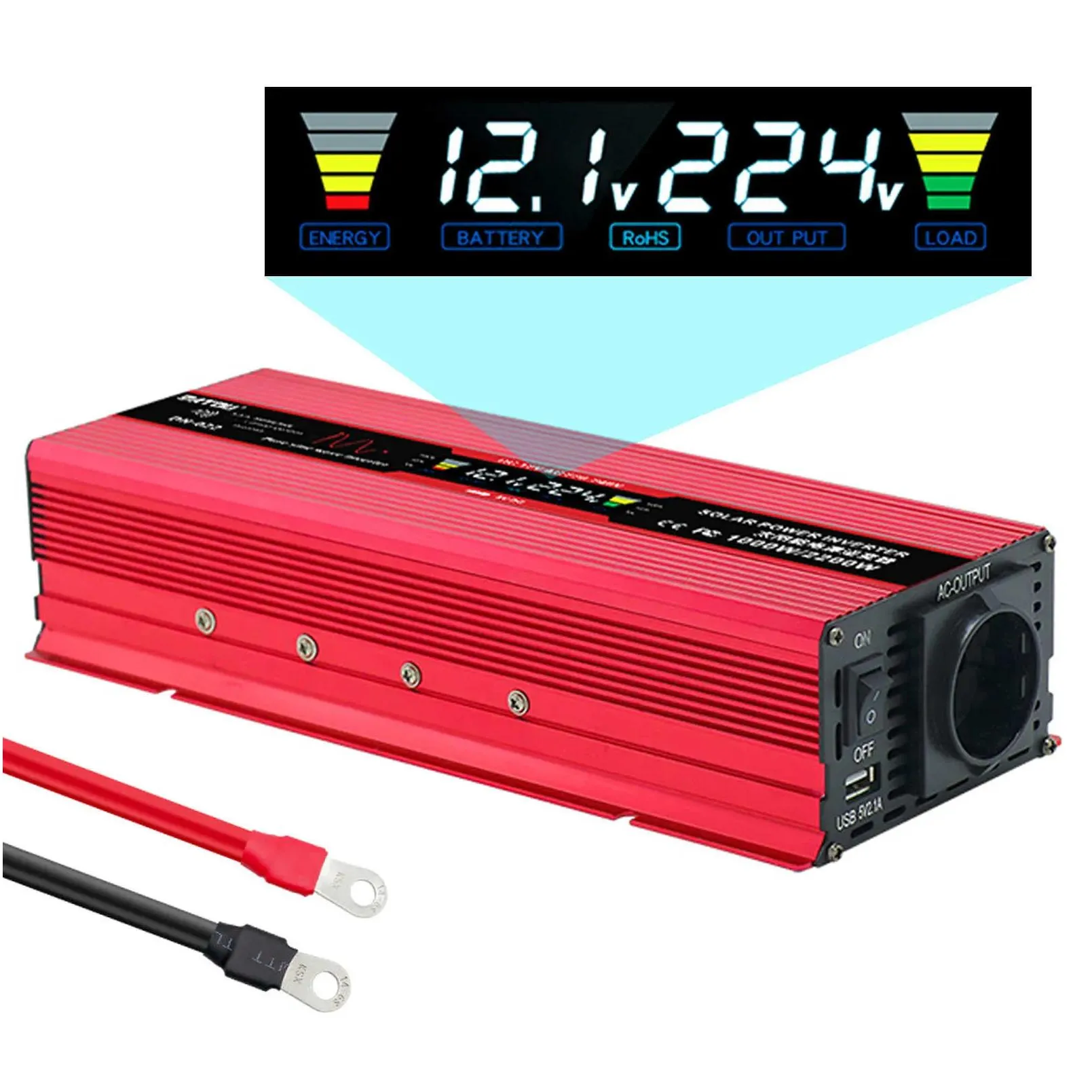 Transformer & Inverter Pure Sine Wave Inverter 12V To 240V Vehicle Power Converter Continuous 1000W Supports Usb Jack And Lcd Drop Del Dhc0U