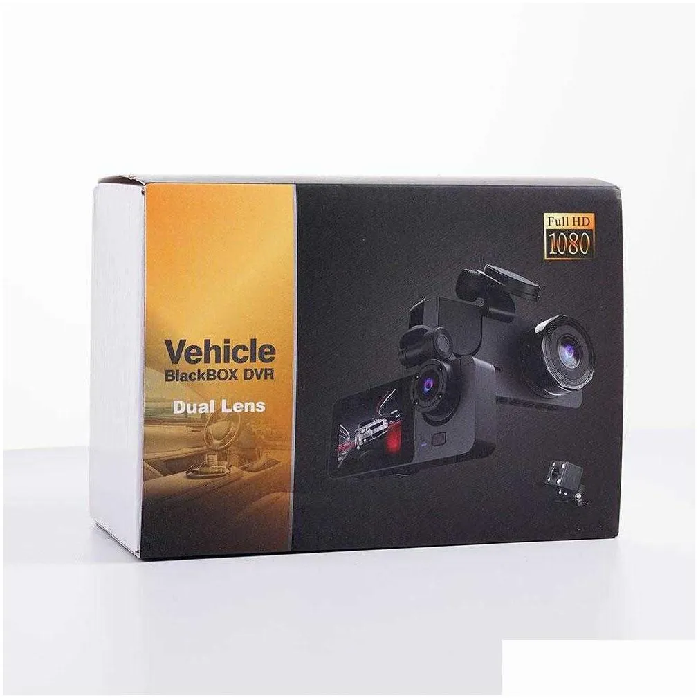 Car Dvrs New 3-Lens 1080P 2.0Inch Car Dvr Hdinside Vehicle Dash Way Registrator Camcorder Dashcam Dvrs Recorder Video Camera Camthree Dhlru