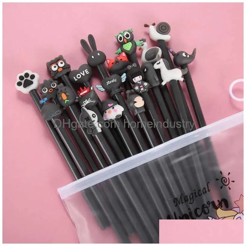 Gel Pens Wholesale 50 Pcs Neutral Pen Cute Cartoon Gel With Different Shape Writing Tool Office Stationery Student Signature Drop Deli Dhvuq