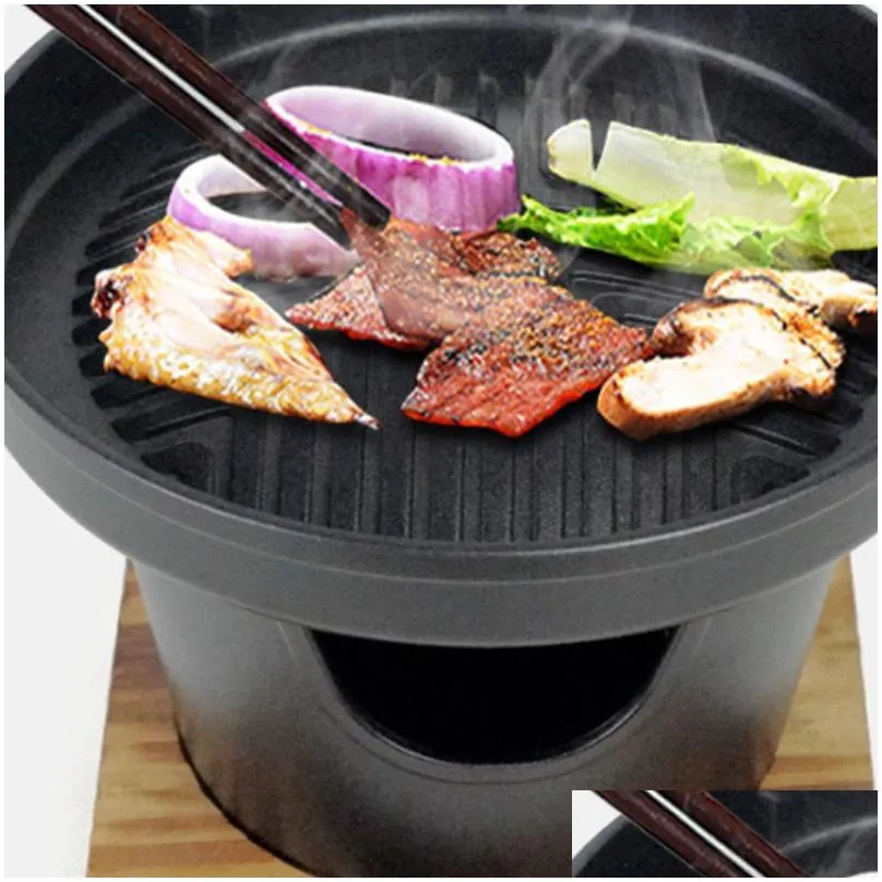 Bbq Grills Small Barbecue Stove Koreanstyle Household Kitchen Oneperson Outdoor Bbq Smoke Japanesestyle Roasting Pot Meattool 220601 D Dhj1Y