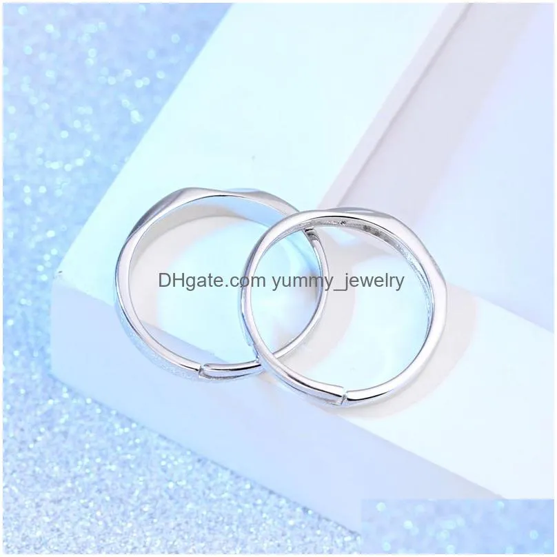 Band Rings Open Adjustable Band Rings Engagement Wedding Sier Diamond Couple Ring For Women Men Fashion Jewelry Will And Drop Deliver Dhjur