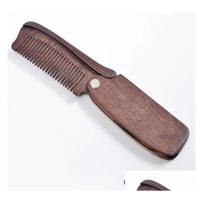 professional beard comb greenred sandalwood folding beard grooming tools comb men women wooden hair brushes1983252