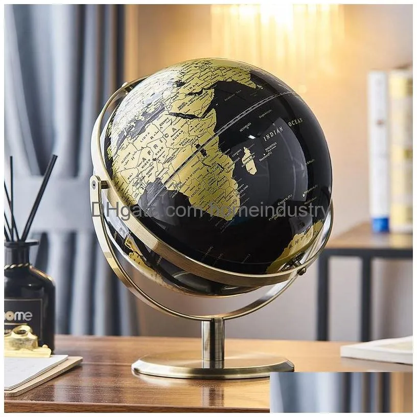 Decorative Objects & Figurines Retro World Globe Decoration Terrestrial Map Modern Home Decor Geography Education Office Desk Accessor Dh2F9