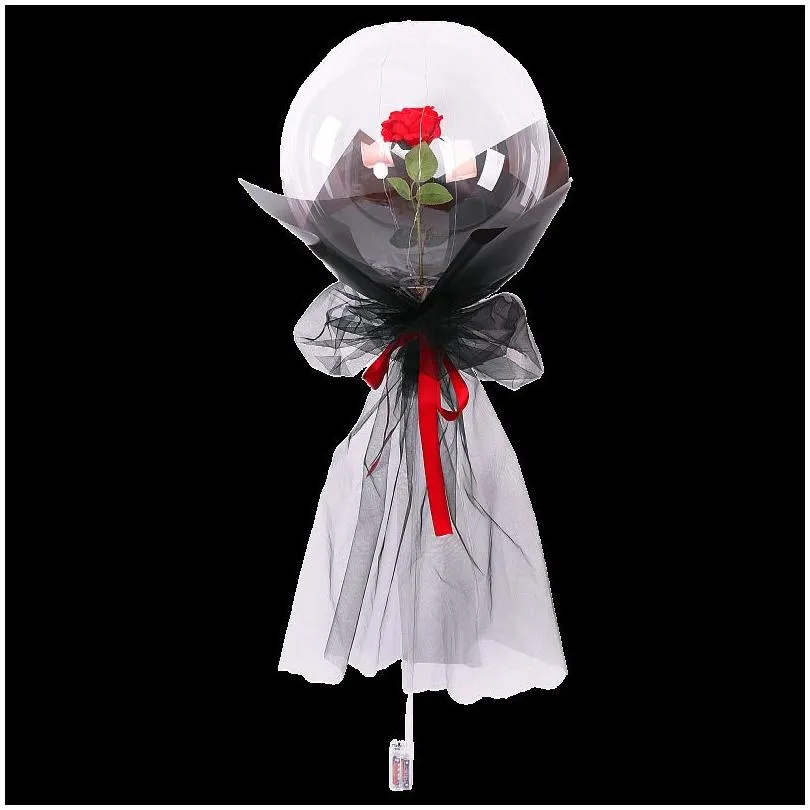 Other Event & Party Supplies Other Event Party Supplies Led Luminous Balloon Rose Bouquet Light Transparent Balloons Flower For Weddin Dh8Lk