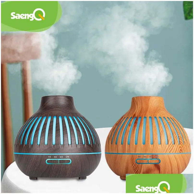 Essential Oils Diffusers Saengq Aroma Diffuser Electric Air Humidifier Trasonic 400Ml Essential Oil Remote Control Led Cool Mist Maker Dhbqf