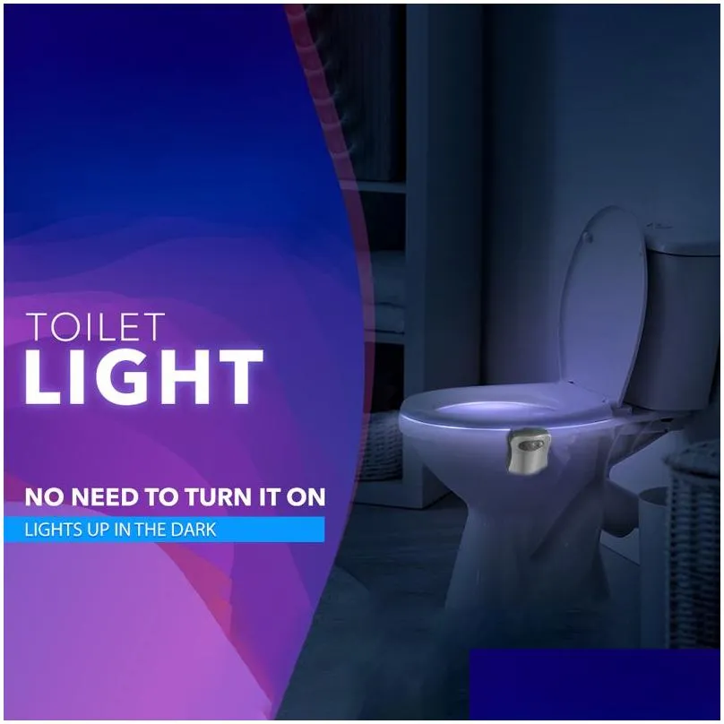 Night Lights Toilet Night Light 2Pack By Ailun Motion Activated Led 8 Colors Changing Bowl Nightlight For Bathroom Battery Not Include Dheb7