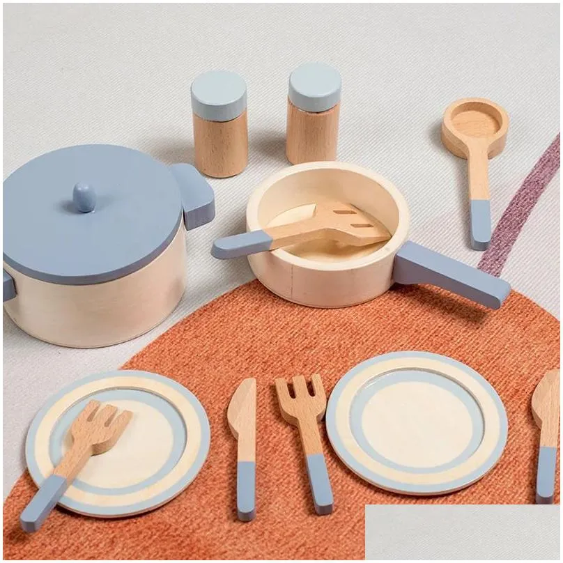 Kitchens & Play Food Kitchens Play Food Wooden Toy Kitchen Cookware Pot Pan Cook Pretend Educational Mini House Toys For Children Sima Dhkwu