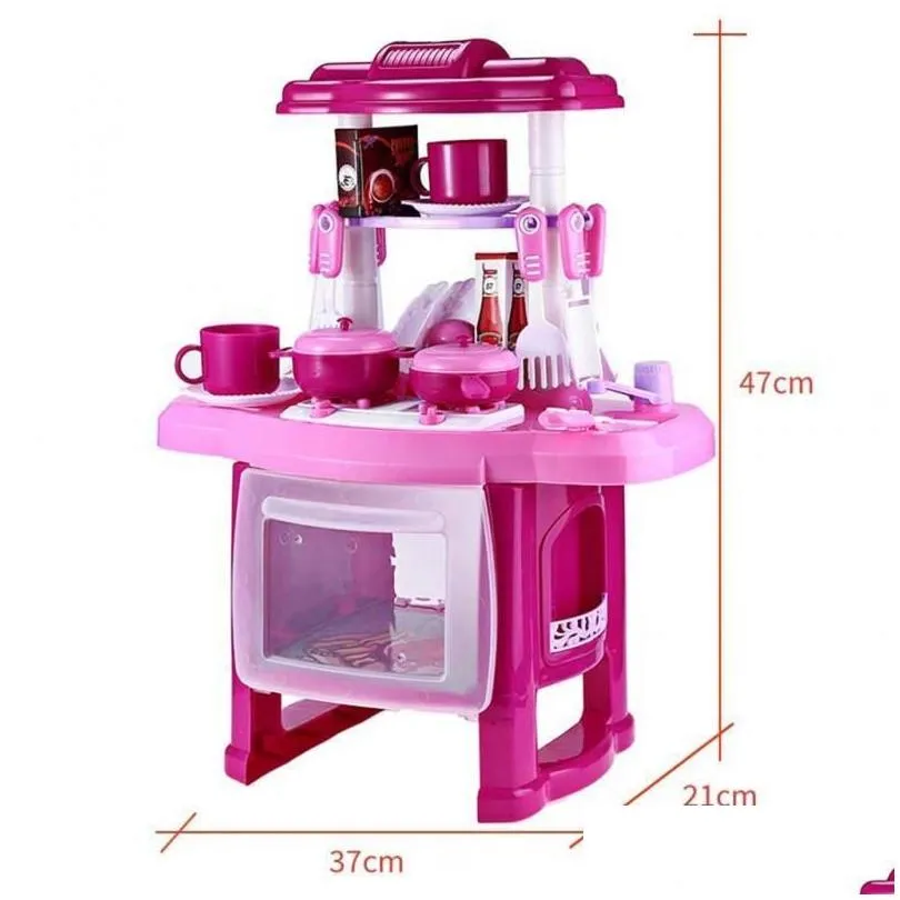 Kitchens & Play Food Kids Pretend Play Simation Kitchen Toys Set Cooking Game Miniature Food Mini Cookware Music Light Model Lj201211 Dhdyb