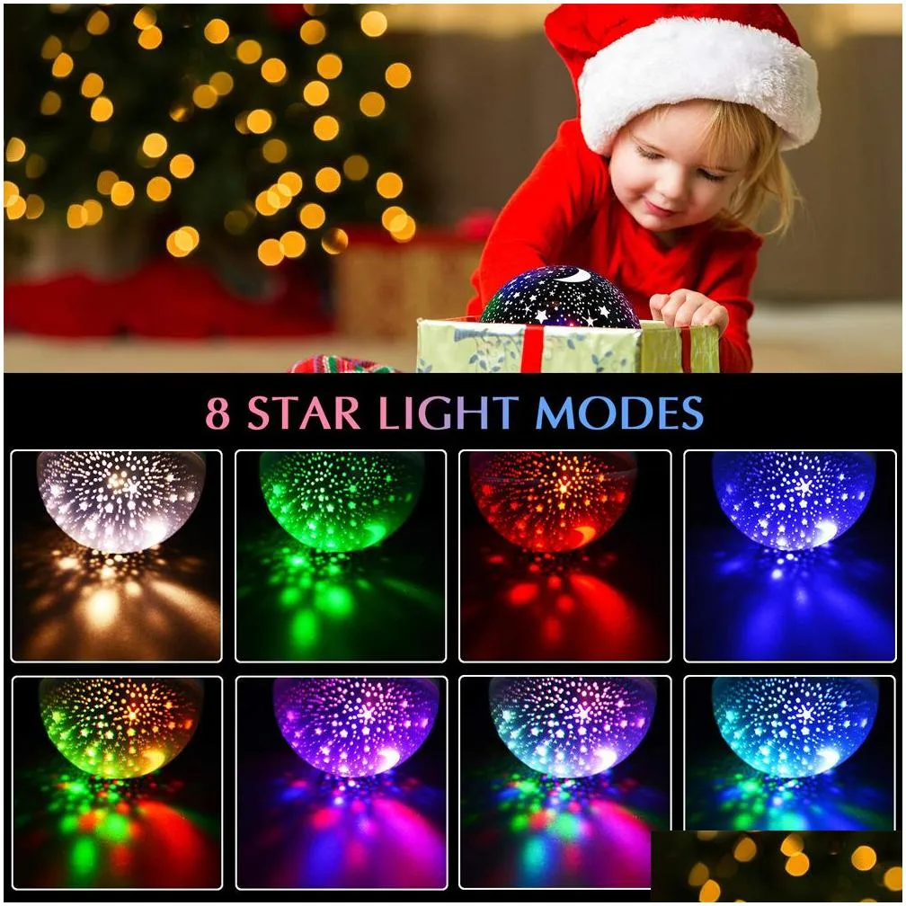 Other Led Lighting Highlight 2.5W Projector Night Light Led Sky Stars Moon Projection Lights Color Rotating Kids Lamp Birthday Gift Dr Dhnyj