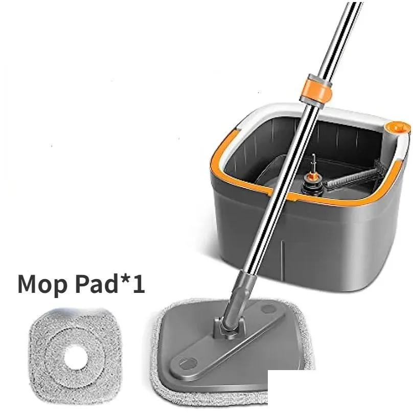 Mops 360 ° Rotating Square Mop And Bucket Set With Dirty Clean Water System Spin Head Mtifunctional Tool 230720 Drop Delivery Dh8Vv