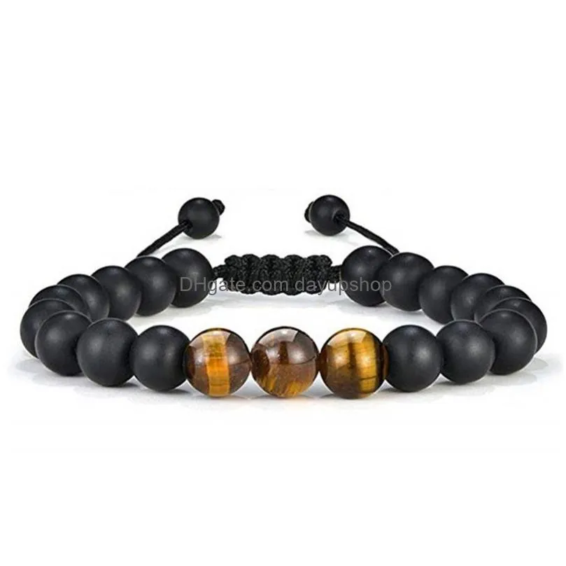 Chain Natural Stone Bracelet Yellow Tiger Eye Frosted Couple Bead Adjustable Bracelets For Men Women Jewelry Drop Delivery Jewelry Br Dhq8J
