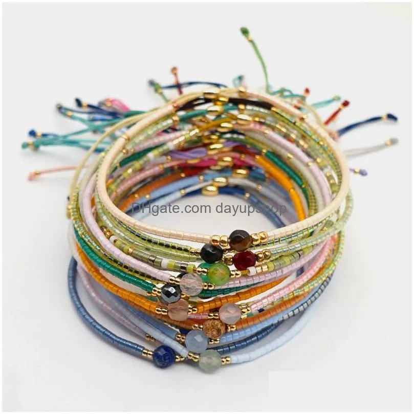 Chain Bohemian Mixed Color Rice Beads Bracelet Friendship Rope Adjustable Bracelets For Women Summer Jewelry Drop Delivery Jewelry Br Dhncy