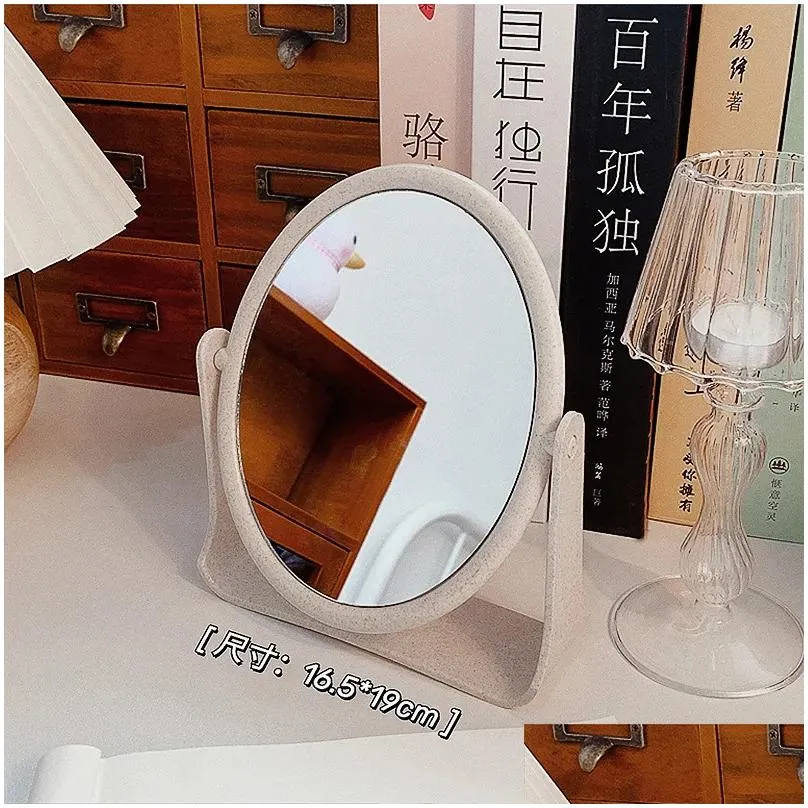 Compact Mirrors Wg Ins Makeup Doublesided Kawaii Desktop Can Stand Dormitory Large Student Dressing Mirror1974527 Drop Delivery Health Dhcrb