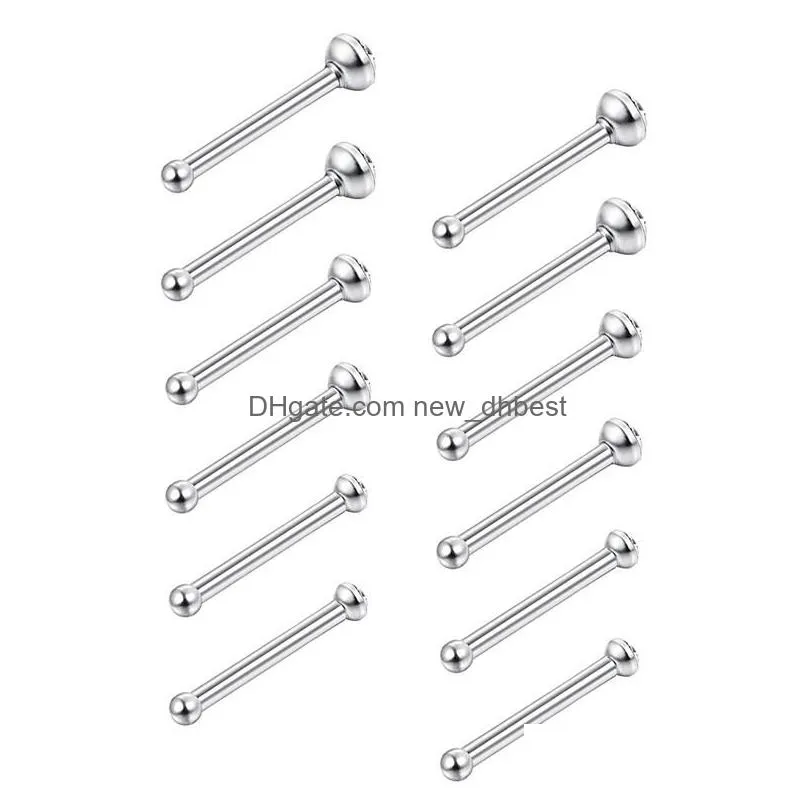Nose Rings & Studs 60Pcs Stainless Steel Nose Studs Rings Piercing Pin Body Jewelry 1.5Mm 2Mm Drop Delivery Jewelry Body Jewelry Dhx4U