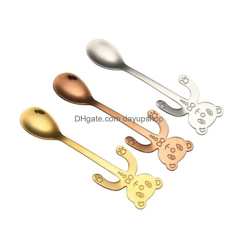 Spoons Update Bear Handle Spoon Stainless Steel Hanging Coffee Mixing Spoons Home Kitchen Dining Flatware Drop Delivery Home Garden Ki Dhyfw