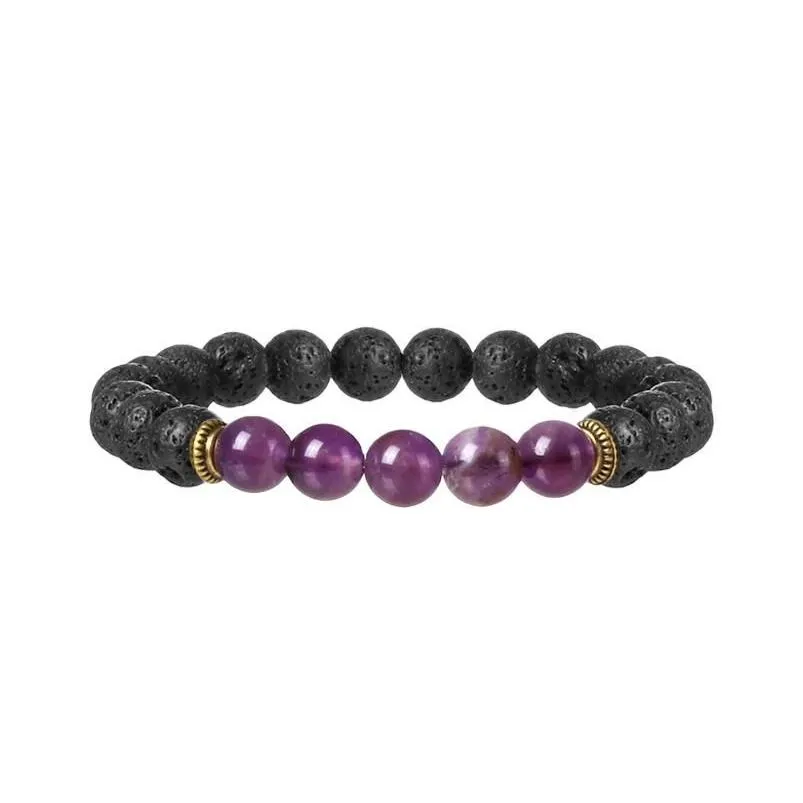 Beaded Jln Lava Rock Bracelet Yoga Energy Stone 8Mm Lapislazi Ojo De Tigre Power Beads For Man Jewelry Drop Delivery Jewelry Bracelet Dhqc9