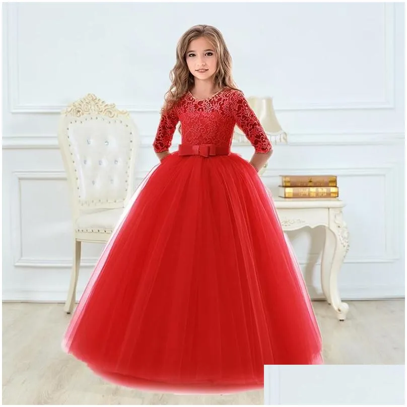Girl`S Dresses Girls Dresses Ceremony Dress For Wedding And Party Gown Exquisite Communion Luxury Princess Elegant Lace Year Costumegi Dhyc7