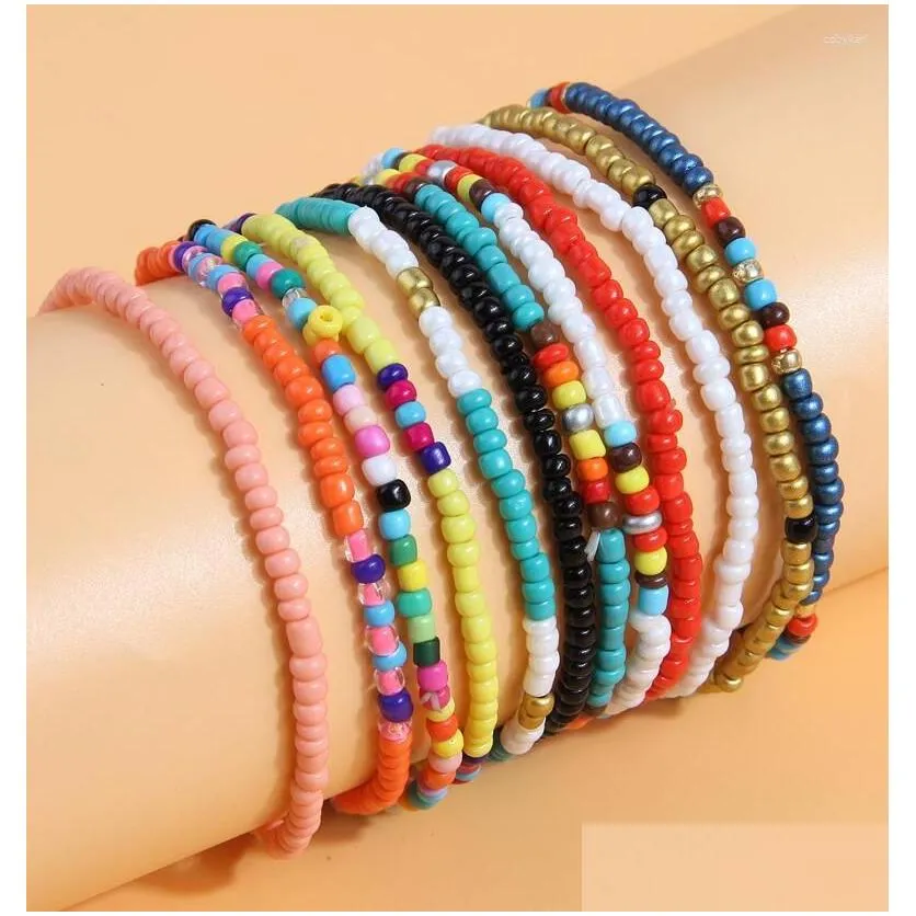 Beaded Strand 8 Layers Handmade Bohemian Friendship Bracelet Ethnic Colorf Seed Bead Flowers Charm For Women Beach Drop Delivery Jewe Dhfqz