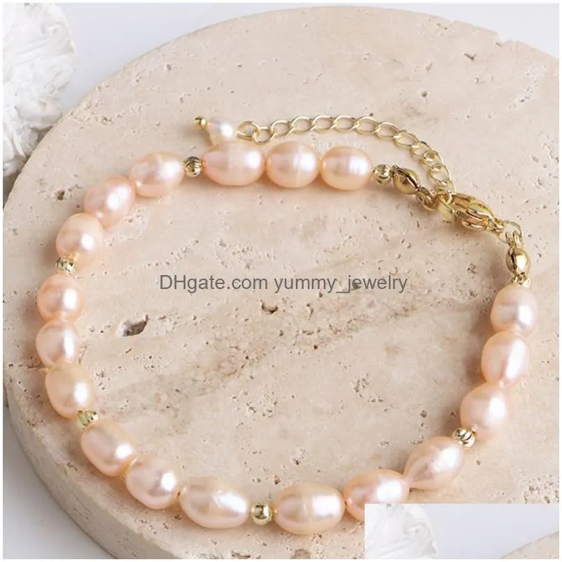 Chain Fashion Jewelry Women Natural Freshwater Pearl Bracelet Baroque Beaded Bracelets Fine Drop Delivery Jewelry Bracelets Dhep3