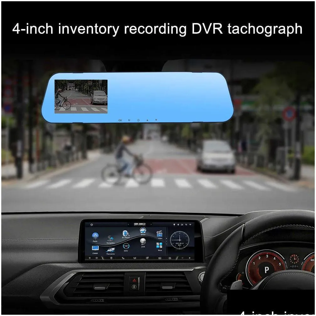 Car Other Auto Electronics New Dvr Hd 1080P Camera Record 4 Digital Video Mirror Recorder 120 Degree Wide Angle Dash Cam Registrar Sun Dhq4Z