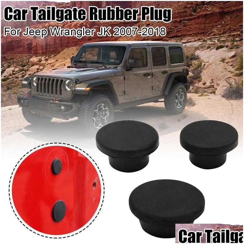 Other Interior Accessories New 3Pcs Tailgate Rubber Plug For Jeep Wrangler Jk 2007- Spare Tire Carrier Delete Car Accessories Waterpro Dhnxy