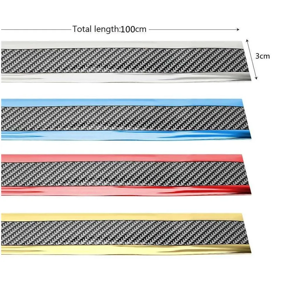 Other Motorcycle Parts New 2023 Car Stickers Anti Scratch Door Sill Protector Rubber Strip Carbon Fiber Threshold Protection Bumper Fi Dhs8G