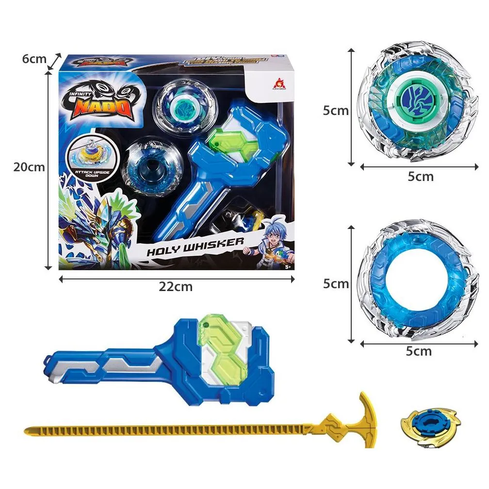 4D Beyblades Infinity Nado 3 Athletic Series-Super Whisker Spinning Top Gyro With Interchangeable Stunt Tip Metal Ring Launcher Kid T Dhxlt