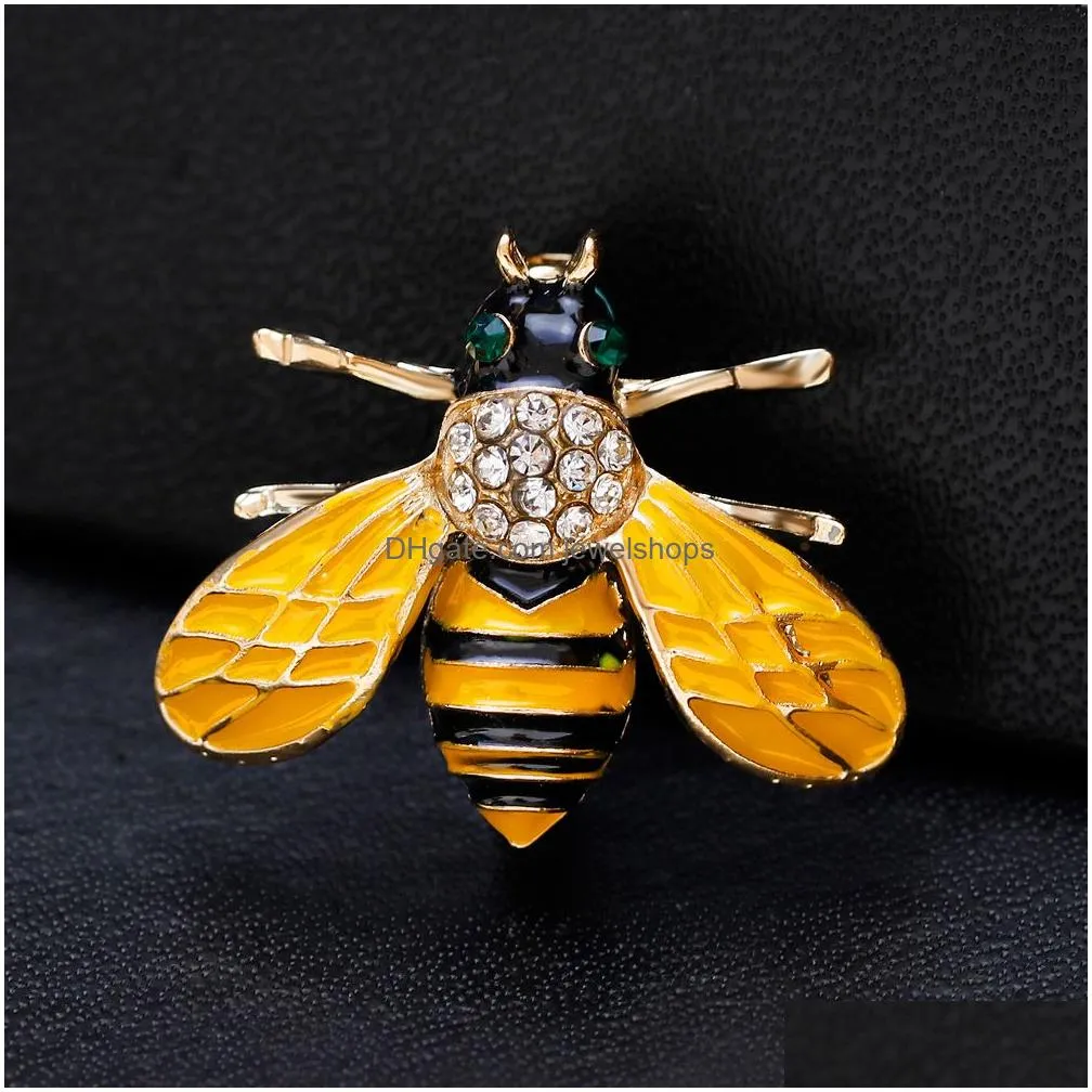 Pins, Brooches Trendy Small Bee Brooches For Women Elegant Crystal Colorf Animal Brooch Pins Lady Fashion Party Jewelry Accessories D Dhenn