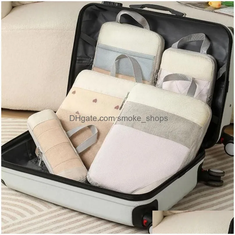Storage Bags 5Pcs For Efficient Packing Expandable Compression Cubes Drop Delivery Home Garden Housekee Organization Dhjzo